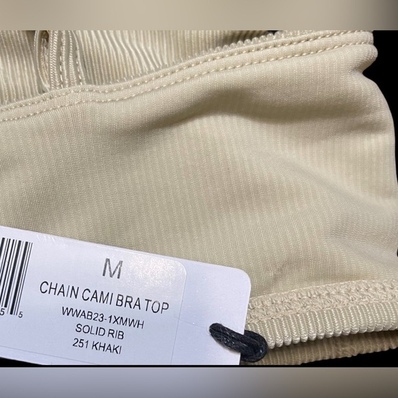 WeWoreWhat x Revolve Chain Cami bra top Gold Hardware Ribbed Khaki Size Medium - Picture 11 of 14